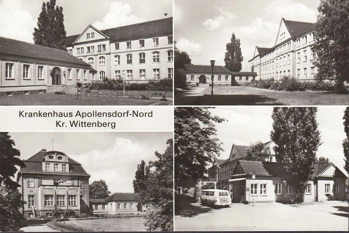 AK Apollensdorf, Krankenhaus, Gebäudeansichten, ungelaufen