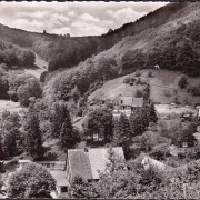 AK Zorge im Südharz, Blick vom Glockenturm auf das Kurhaus, gelaufen 1961