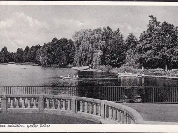 AK Bad Salzuflen, Großer Weiher, gelaufen 1955