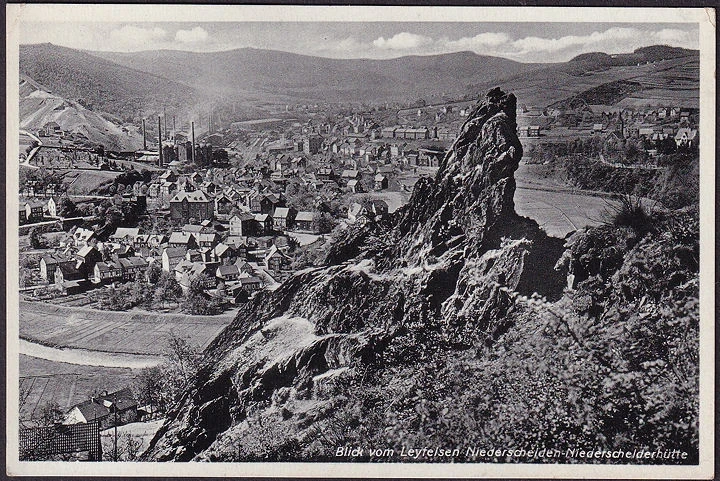 AK Niederschelden, Niederschelderhütte, Stadtansicht, Bahnpost, gelaufen 1951