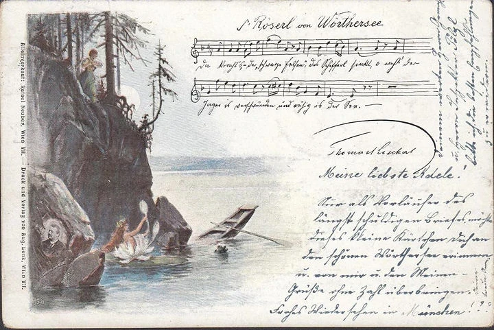 AK Wöthersee, S. Röserl vom Wörthersee, Liederkarte, gelaufen 1899