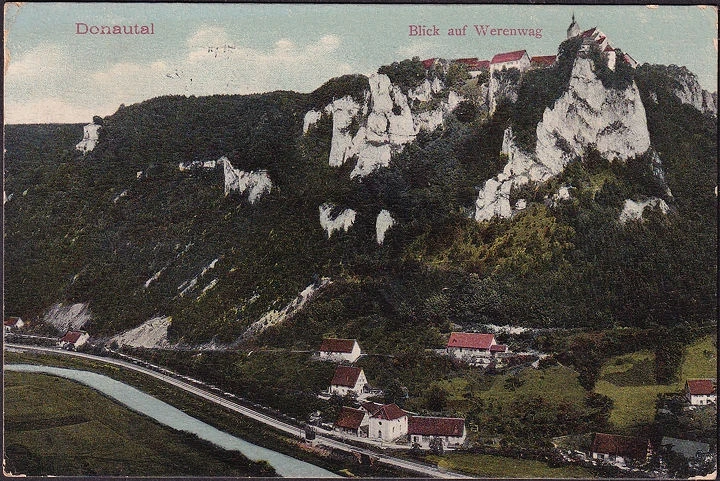 AK Beuron, Blick auf Werenwag, Stadtansicht, gelaufen 1910