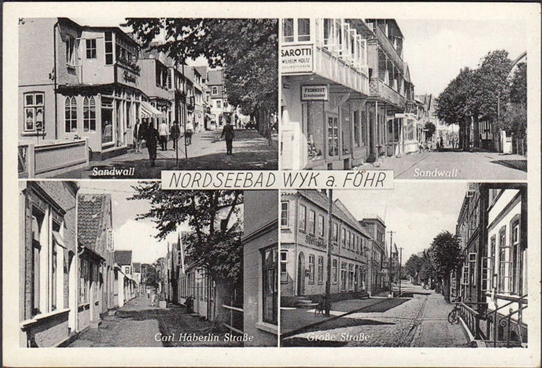 AK Wyk auf Föhr, Sandwall, Große Straße, Carl Häbelin Straße, ungelaufen