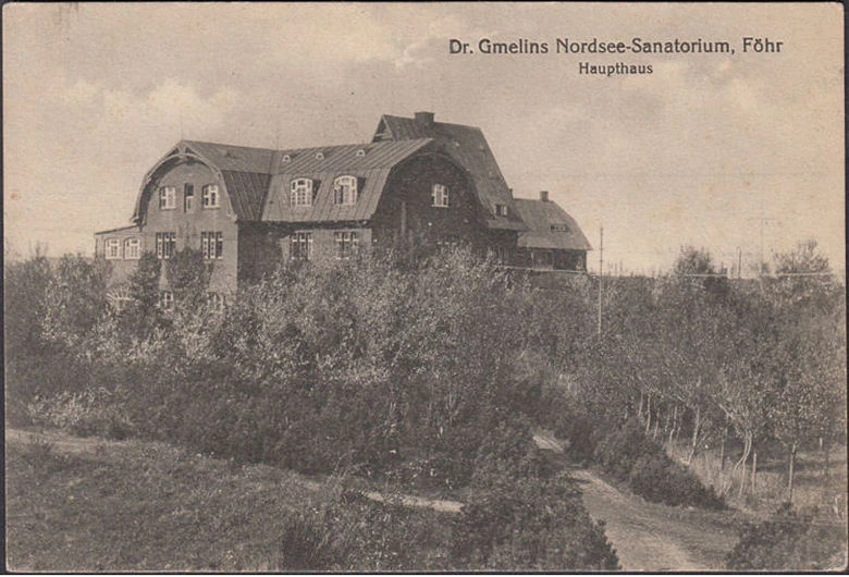 AK Wyk auf Föhr, Sanatorium Dr. Gmelins, Haupthaus, gelaufen 1917