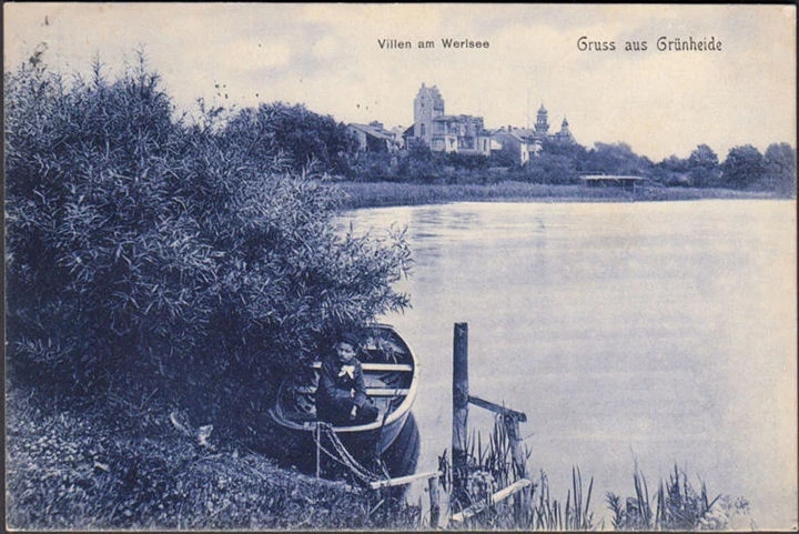 AK Gruss aus Grünheide, Villen am Werlsee, gelaufen 1920