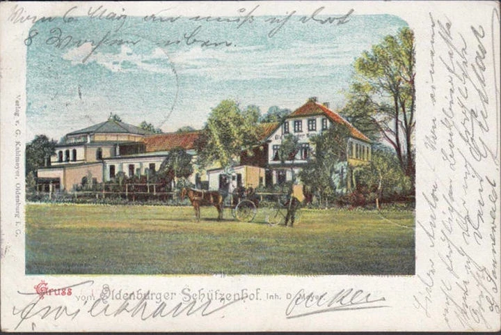 AK Gruss vom Oldenburger Schützenhof, Oldenburg, gelaufen 1906