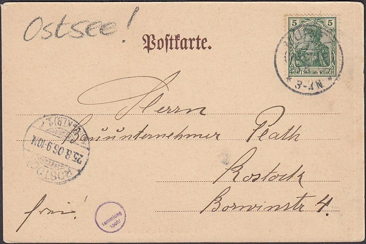 AK Müritz, Schiffertype von der Ostsee, gelaufen 1906