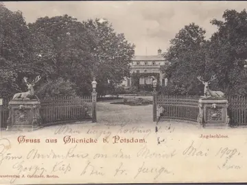 AK Gruss aus Glienicke, Jagdschloss, Bahnpost, gelaufen 1900