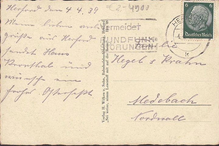 AK Herford, Markt, Rathaus, Weddiger Haus, Jugendherberge, gelaufen 1939