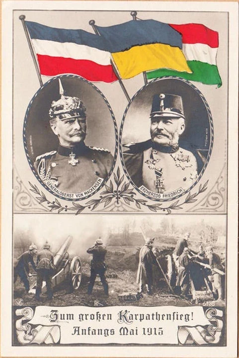 AK Zum grossen Karpathensieg, Mai 1915, Generaloberst Mackensen, Erzherzog Friedrich, ungelaufen