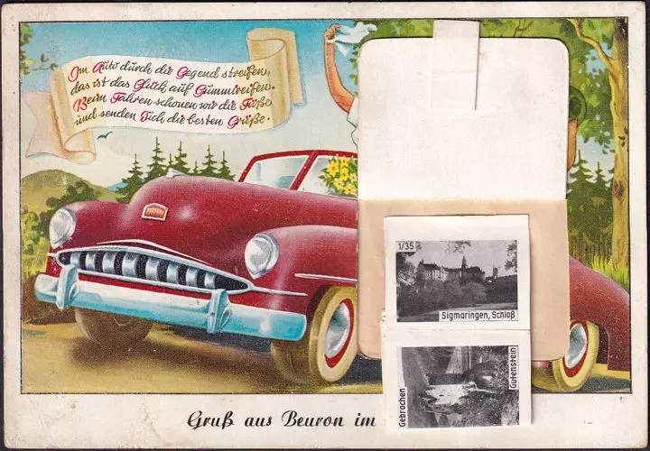 AK Gruss aus Beuron, Rücksackkarte, gelaufen 1954