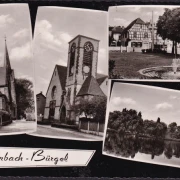 AK Offenbach Bürgel, Kirchen, R. Gehrlein, Park, gelaufen 1966